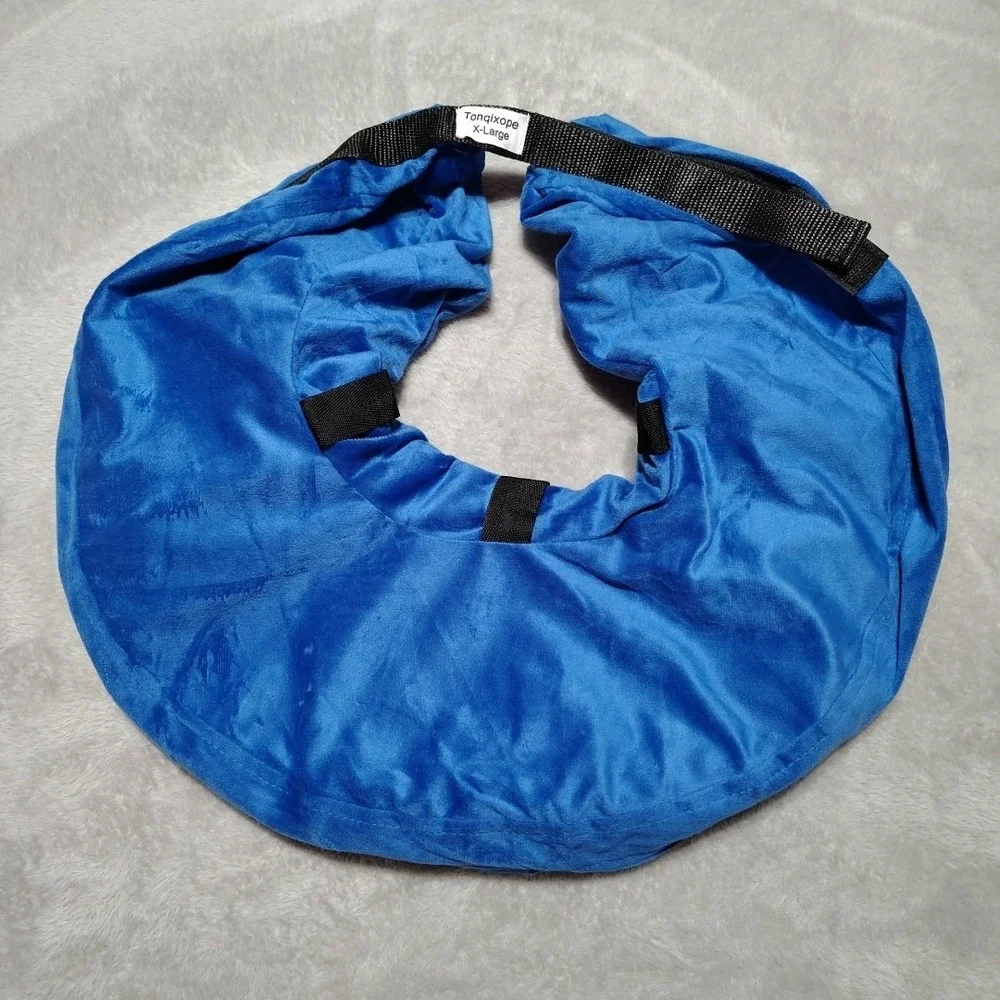 Tonqixope Inflatable Dog Collar XL Blue Soft Protective Surgery Donut Comfort